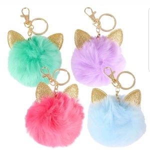 unbranded Other - Pom Poms Key Chain Cat Ears Glitter unbranded Other - Pom Poms Key Chain Cat Ears Glitter